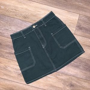 green denim skirt